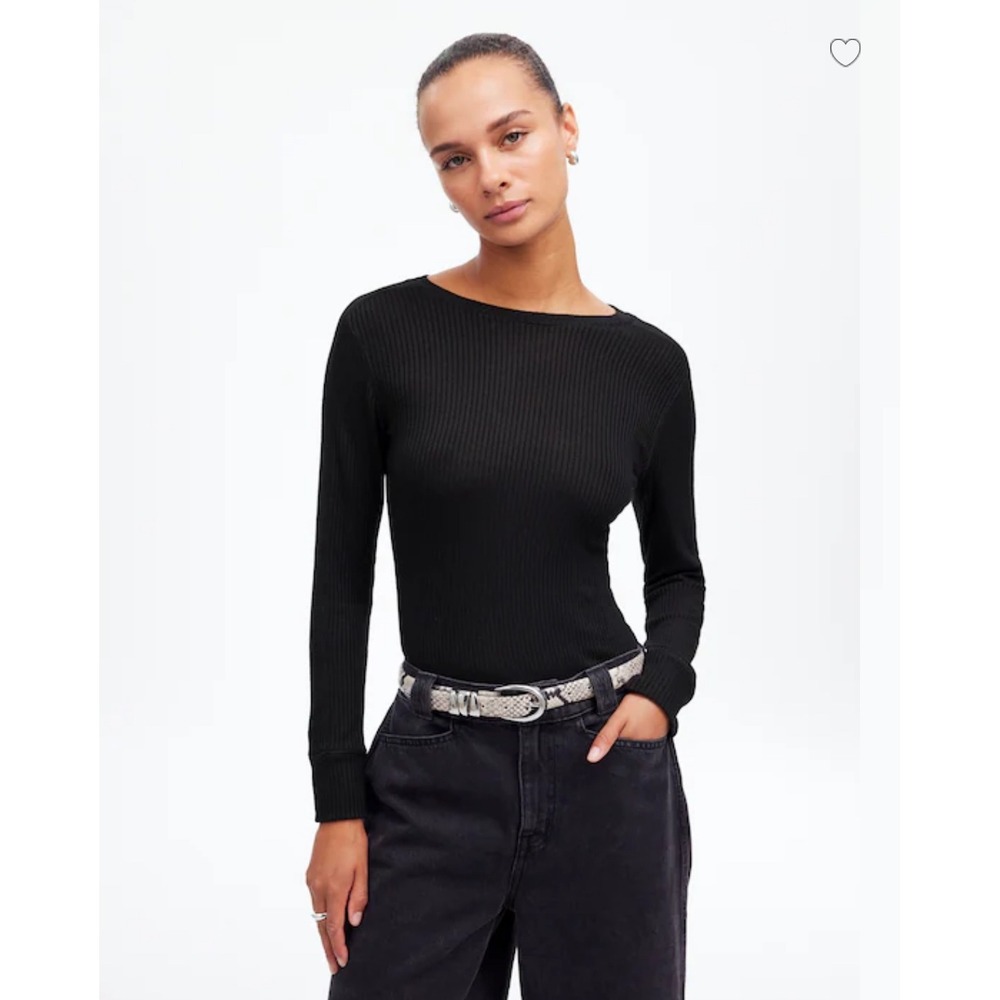 Madewell Ribbed‎ Crewneck Long-Sleeve Tee Size Medium